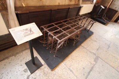 Prisons' Palace: Maleficia, Inquistion torture tools - Maleficia documents and reproductions: how the exhibit frames witchcraft persecution
